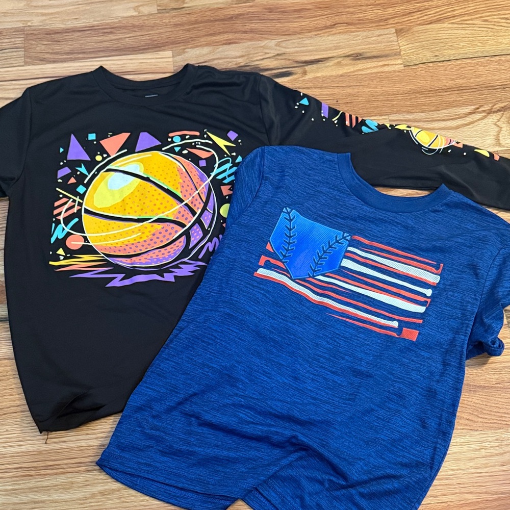 Kids Graphic Performance Long Sleeve Tees - Black and Blue